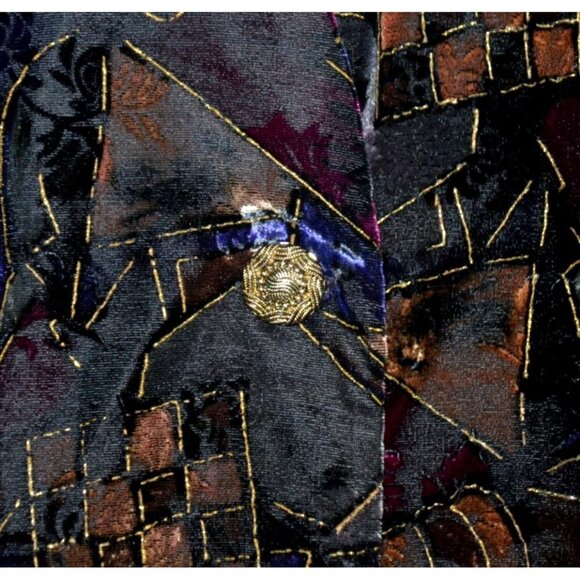 Vintage 80's Tres Paquette Velvet Blazer Jacket Mixed Print Size M Unique Retro - Picture 3 of 10